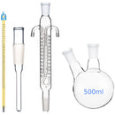 REFLUX Apparatus + Reflux Condenser + 500ml Round Bottom Flask + Thermometer Adaptor + Glass Mercury Thermometer