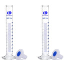 Set of 2 Glass Mixing Cylinder Graduated with Stopper